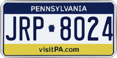 PA license plate JRP8024