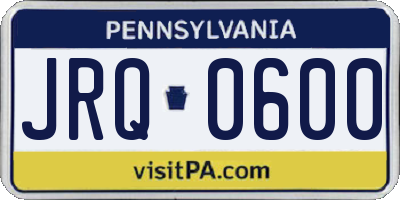 PA license plate JRQ0600