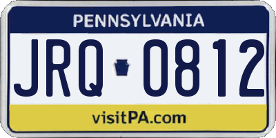 PA license plate JRQ0812