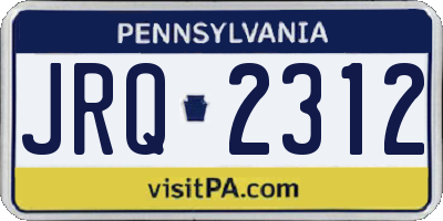 PA license plate JRQ2312