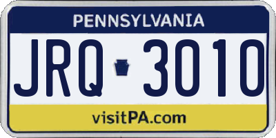 PA license plate JRQ3010