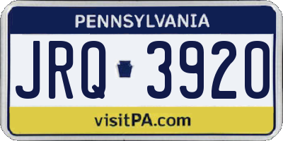 PA license plate JRQ3920