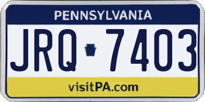 PA license plate JRQ7403