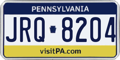PA license plate JRQ8204