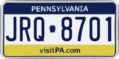 PA license plate JRQ8701