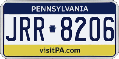 PA license plate JRR8206
