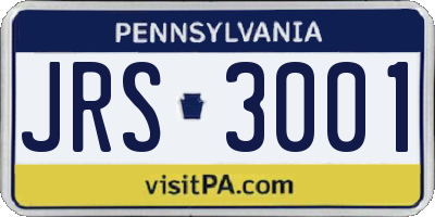 PA license plate JRS3001