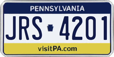 PA license plate JRS4201