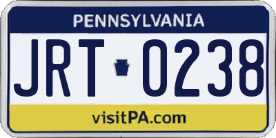 PA license plate JRT0238