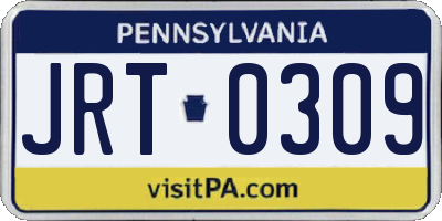 PA license plate JRT0309