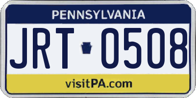 PA license plate JRT0508