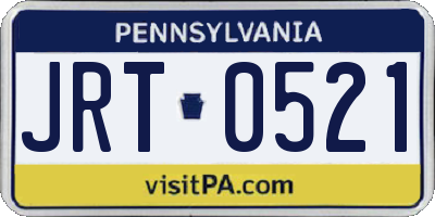 PA license plate JRT0521