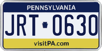 PA license plate JRT0630
