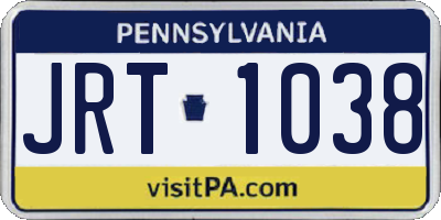 PA license plate JRT1038
