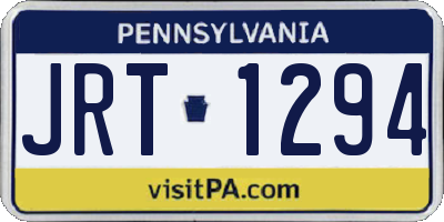 PA license plate JRT1294