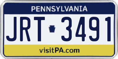 PA license plate JRT3491