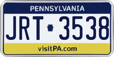 PA license plate JRT3538