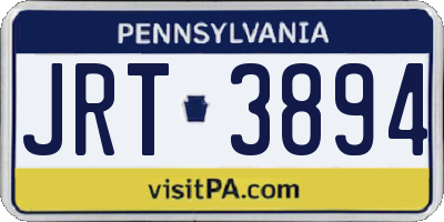 PA license plate JRT3894