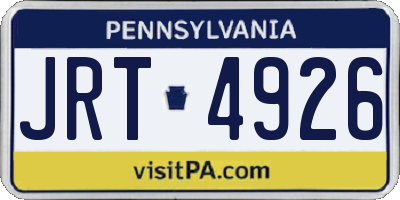 PA license plate JRT4926