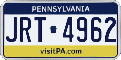PA license plate JRT4962