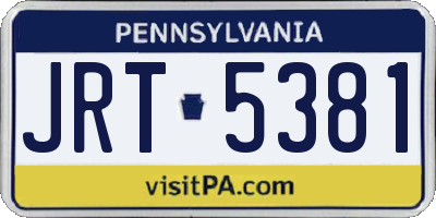 PA license plate JRT5381