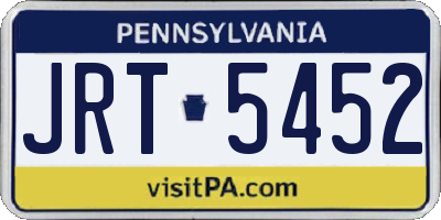 PA license plate JRT5452