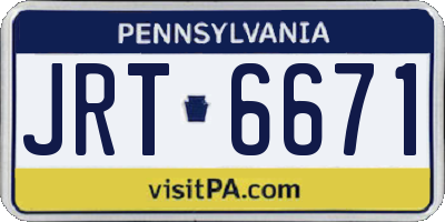 PA license plate JRT6671
