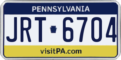PA license plate JRT6704
