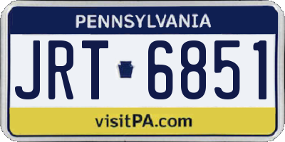 PA license plate JRT6851