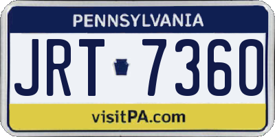 PA license plate JRT7360