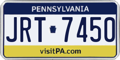 PA license plate JRT7450