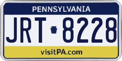 PA license plate JRT8228