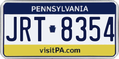 PA license plate JRT8354
