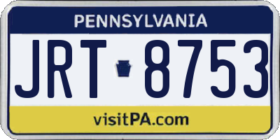 PA license plate JRT8753
