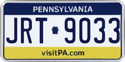 PA license plate JRT9033