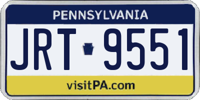 PA license plate JRT9551