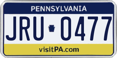 PA license plate JRU0477