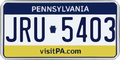 PA license plate JRU5403