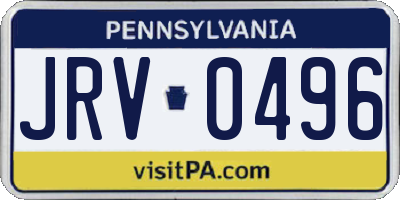 PA license plate JRV0496