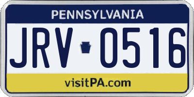 PA license plate JRV0516