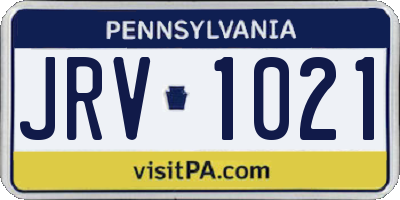 PA license plate JRV1021