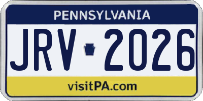 PA license plate JRV2026