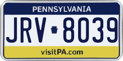 PA license plate JRV8039