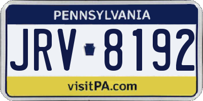 PA license plate JRV8192