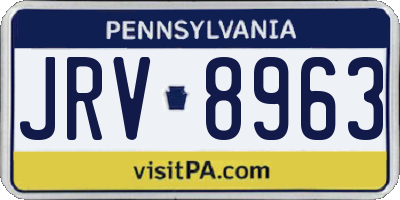 PA license plate JRV8963