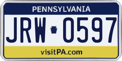 PA license plate JRW0597