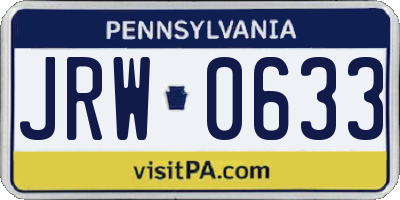 PA license plate JRW0633