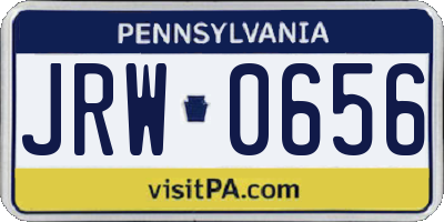 PA license plate JRW0656
