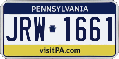 PA license plate JRW1661