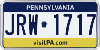PA license plate JRW1717